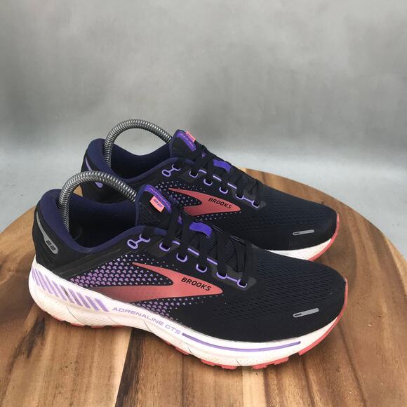 Brooks Shoes - Brooks Adrenaline GTS 22 Wide Athletic Shoes Women 10 B Black Mesh Lace Up